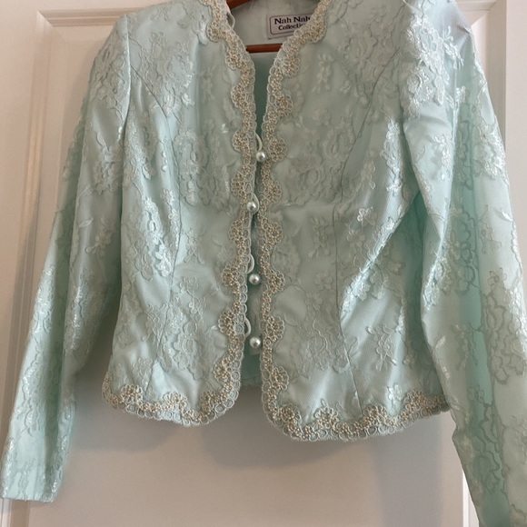 Nah Nah Collection Two Piece Teal Maxi Formal Skirt with Decorated Jacket - Picture 4 of 9